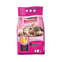 Бентонитовый наполнитель Super Benek Compact для кошачьего туалета, с ароматом цитрусовой свежести, 10 л