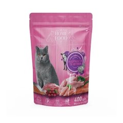 Сухой корм Home Food для взрослых кошек породы Британская короткошерстная, индейка и телятина, 400 г