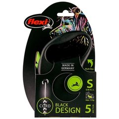 Поводок-рулетка Flexi Black Design S для собак до 12 кг, 5 м, трос, зеленая