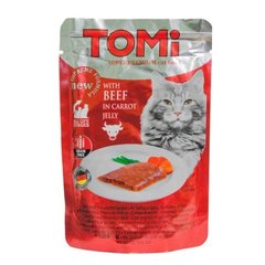 Консервы Tomi BEEF in carrot jelly говядина в морковном желе, суперпремиум, для кошек, пауч, 100 г
