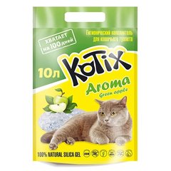 Силикагелевый наполнитель Kotix Green Apple для кошачьего туалета, с ароматом яблока, 10 л
