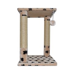 Драпак-арка Cristel для кошек, джут, квадратная, принт следы, бежево-черный, 35 × 35 × 52 см