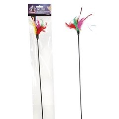 Игрушка Flamingo Teaser Feathers для кошек, дразнилка с цветными перьями, 48 см