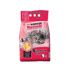 Бентонитовый наполнитель Super Benek Standart для кошачьего туалета, с ароматом цитрусовой свежести, 5 л