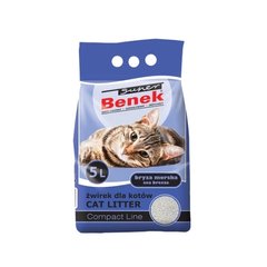 Бентонитовый наполнитель Super Benek Compact для кошачьего туалета, с ароматом морской свежести, 5 л