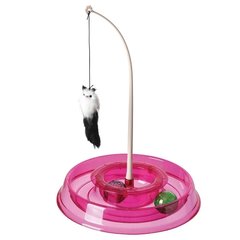 Игрушка для кота AnimAll CrazZzy, трек с мячом и мышкой, розовая