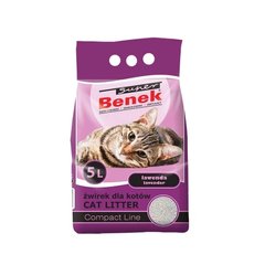Бентонитовый наполнитель Super Benek Compact для кошачьего туалета, с ароматом лаванды, 5 л