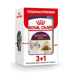 Влажный корм Royal Canin Sensory Smell Gravy для кошек привередливых к аромату, кусочки в соусе, 85 г, акция 3+1