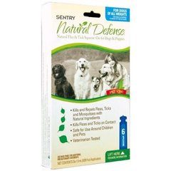 Капли Sentry Natural Defense от блох и клещей, для собак и щенков всех пород, 1.5 мл, 6 шт, цена за 1 пипетку