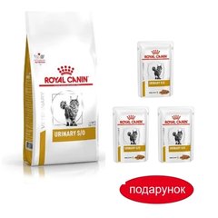 Сухой корм Royal Canin Urinary S/O при мочекаменной болезни у кошек, 1.5 кг + 3 пауча