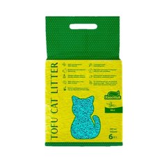 Соевый наполнитель Хвостик Tofu Cat Litter Mint для кошачьего туалета, с ароматом мяты, 2.6 кг (6 л)